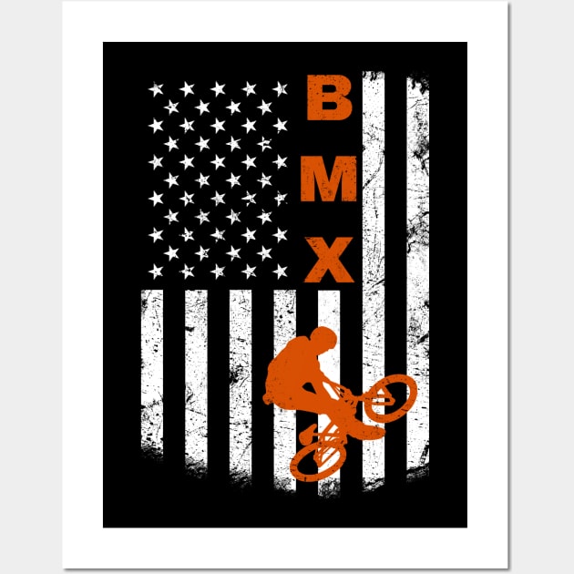 BMX Bike Sport USA American Flag for Motocross Biking Fan Wall Art by tobzz